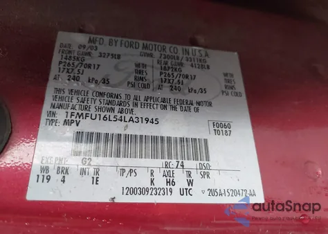 2004 Ford Expedition Nbx/Xlt from USA, damaged, VIN 1FMFU16L54LA31945